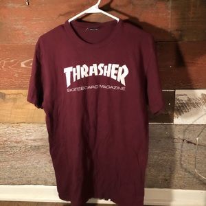 burgundy thrasher tee shirt